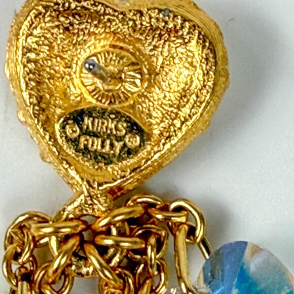 Kirks Folly Gold Tone Rhinestone Heart Dangle Pierced Earrings - Picture 5 of 5